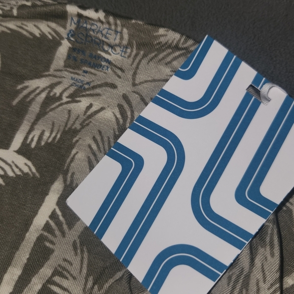 Nwt Market & Spruce Stitch Fix‎ Palm Leaf Print Tie Waist Jumpsuit Green White - Picture 4 of 4